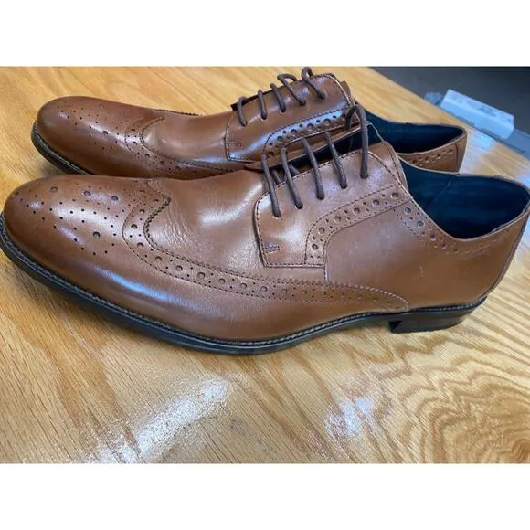 Stacy Adams Oxfords Dress Shoes Men's 13 M Brown Leather Lace Up Wingtip S24