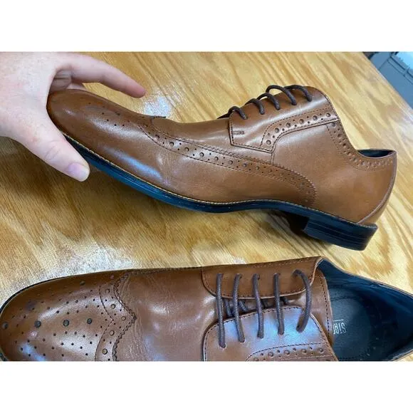 Stacy Adams Oxfords Dress Shoes Men's 13 M Brown Leather Lace Up Wingtip S24