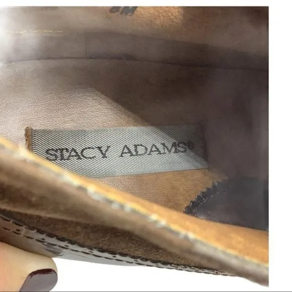 Stacy Adams Snake Skin Leather Moc Toe Oxfords Shoes Men Size 8 Brown Snakeskin