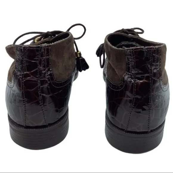 Stacy Adams Snake Skin Leather Moc Toe Oxfords Shoes Men Size 8 Brown Snakeskin