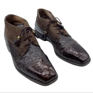 Stacy Adams Snake Skin Leather Moc Toe Oxfords Shoes Men Size 8 Brown Snakeskin