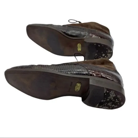 Stacy Adams Snake Skin Leather Moc Toe Oxfords Shoes Men Size 8 Brown Snakeskin