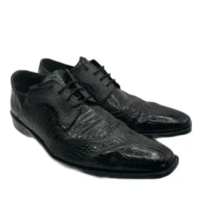 Stacy Adams Sz 12 Black Wingtip Oxfords with Crocodile Pattern