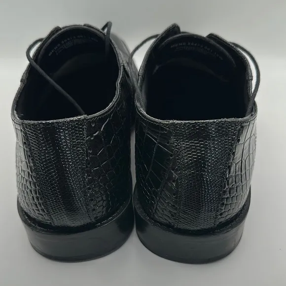 Stacy Adams Sz 12 Black Wingtip Oxfords with Crocodile Pattern
