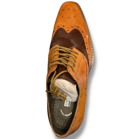 Stacy Adams Tinsley Wingtip Oxford Dress Shoes Two-Tone Brown Leather Sz 8.5M