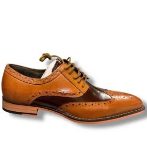 Stacy Adams Tinsley Wingtip Oxford Dress Shoes Two-Tone Brown Leather Sz 8.5M