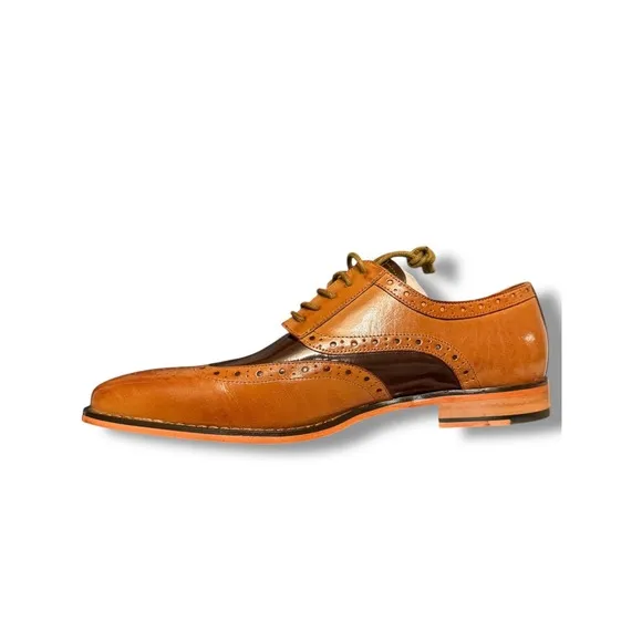Stacy Adams Tinsley Wingtip Oxford Dress Shoes Two-Tone Brown Leather Sz 8.5M