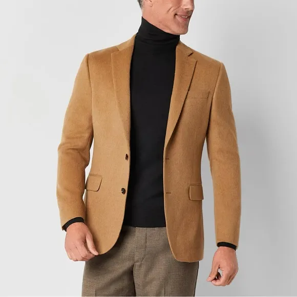 Stafford Camel Hair Classic Fit Sport Coat Size 46R