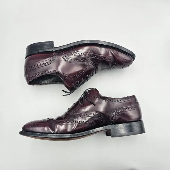 Stafford Men's Size 7 US Comfort Plus Burgundy USA-Made Wingtip Brogue Oxfords
