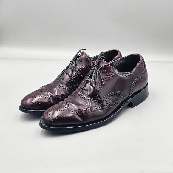 Stafford Men's Size 7 US Comfort Plus Burgundy USA-Made Wingtip Brogue Oxfords