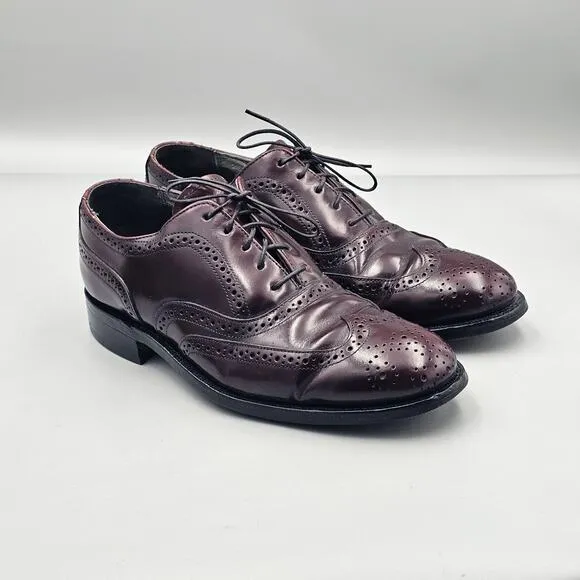 Stafford Men's Size 7 US Comfort Plus Burgundy USA-Made Wingtip Brogue Oxfords