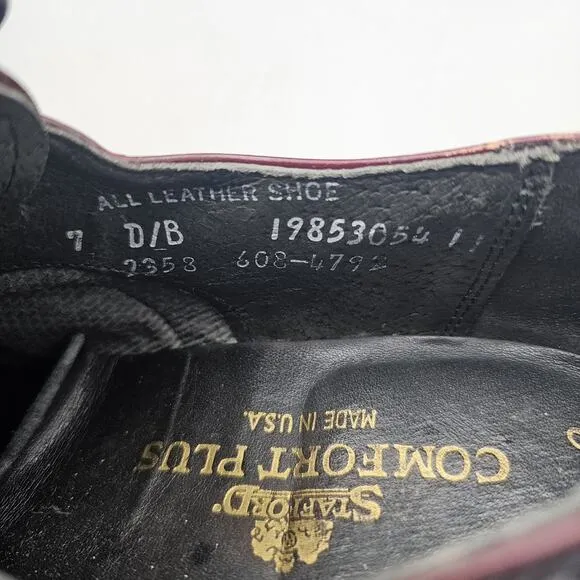 Stafford Men's Size 7 US Comfort Plus Burgundy USA-Made Wingtip Brogue Oxfords