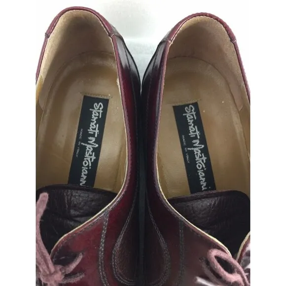 Stamati Mastroianni Italy Leather Cap Toe Oxfords Shoes Mens Size 11 W Burgundy