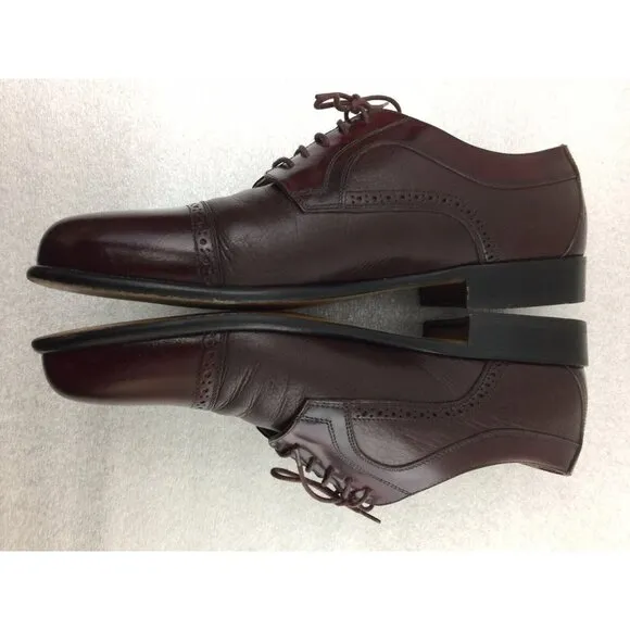 Stamati Mastroianni Italy Leather Cap Toe Oxfords Shoes Mens Size 11 W Burgundy