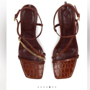 STAUD Gita Brown Crock Leather kitten heels - size 39
