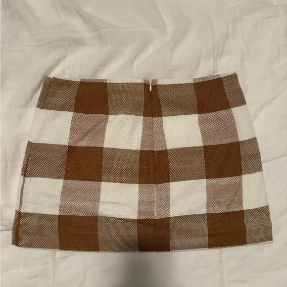 STAUD Tobacco Gingham Tour Skirt
