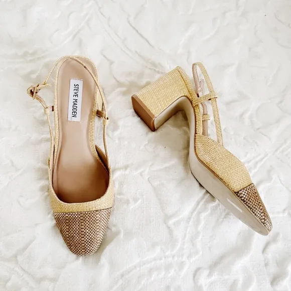 Steve Madden Becka Raffia Slingback Pumps Size 8.5 New