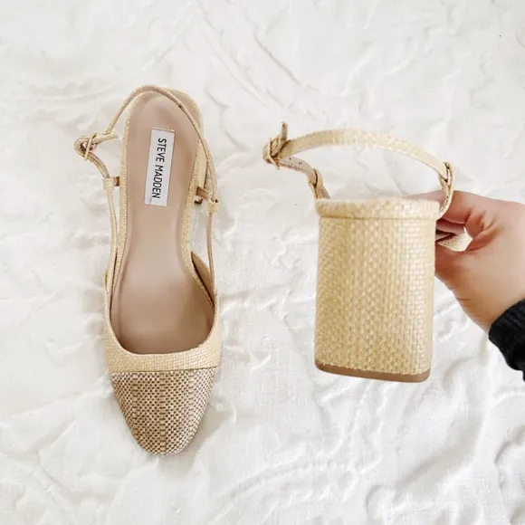 Steve Madden Becka Raffia Slingback Pumps Size 8.5 New
