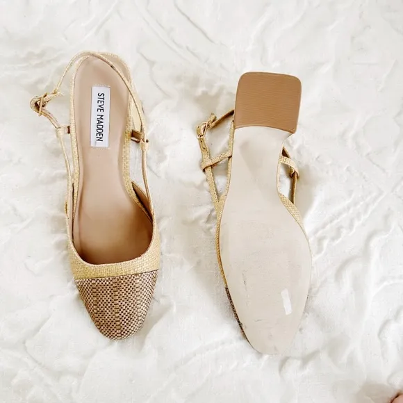 Steve Madden Becka Raffia Slingback Pumps Size 8.5 New