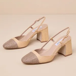 Steve Madden Becka Raffia Slingback Pumps Size 8.5 New