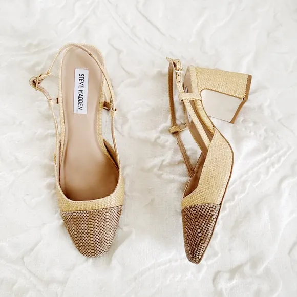 Steve Madden Becka Raffia Slingback Pumps Size 8.5 New