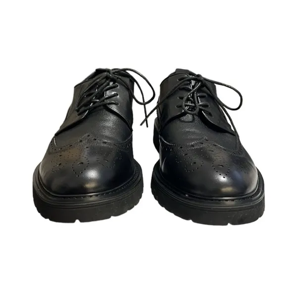 Steve Madden Black Leather Emeri Wingtip Oxfords Size 11.5