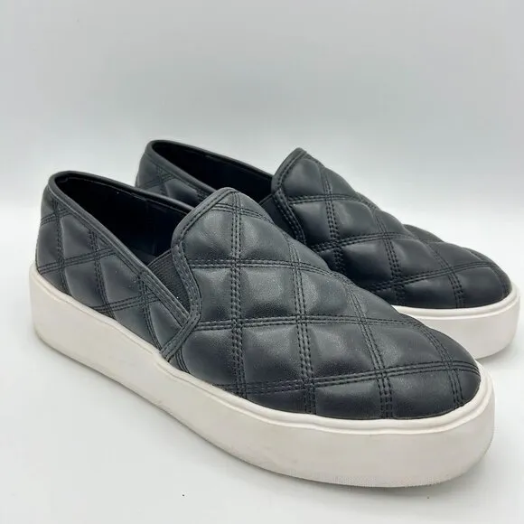 Steve Madden Black Legacy Quilted Slip-On Sneakers Womens 8M Comfort