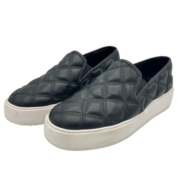 Steve Madden Black Legacy Quilted Slip-On Sneakers Womens 8M Comfort