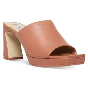 STEVE MADDEN DEDICATE Women's Sculpted Block Heels Platforms Mules Sandals Blush