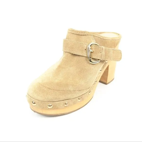 Steve Madden Light Tan Hilde Suede High Clogs Size 8