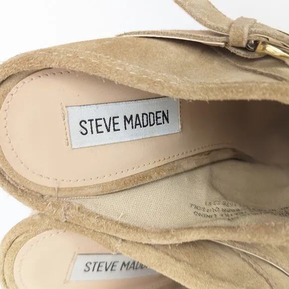 Steve Madden Light Tan Hilde Suede High Clogs Size 8