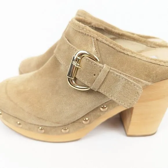 Steve Madden Light Tan Hilde Suede High Clogs Size 8