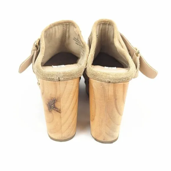 Steve Madden Light Tan Hilde Suede High Clogs Size 8
