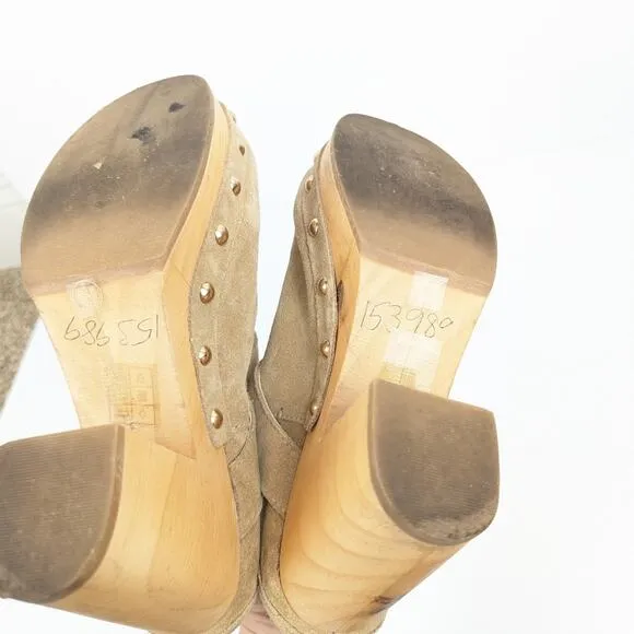 Steve Madden Light Tan Hilde Suede High Clogs Size 8