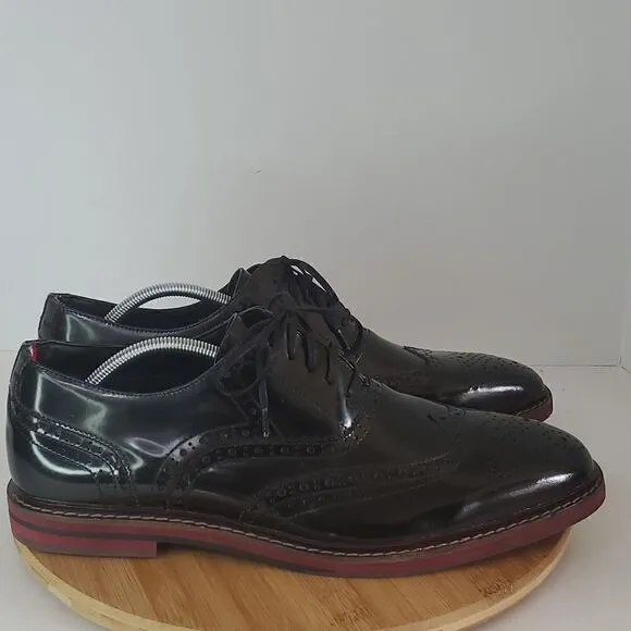 Steve Madden Men's Cingular Wingtip Oxfords Black Patent Leather Shoe Size 13