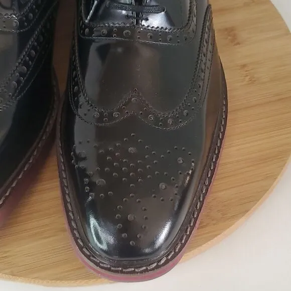 Steve Madden Men's Cingular Wingtip Oxfords Black Patent Leather Shoe Size 13