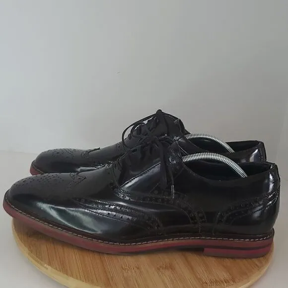 Steve Madden Men's Cingular Wingtip Oxfords Black Patent Leather Shoe Size 13