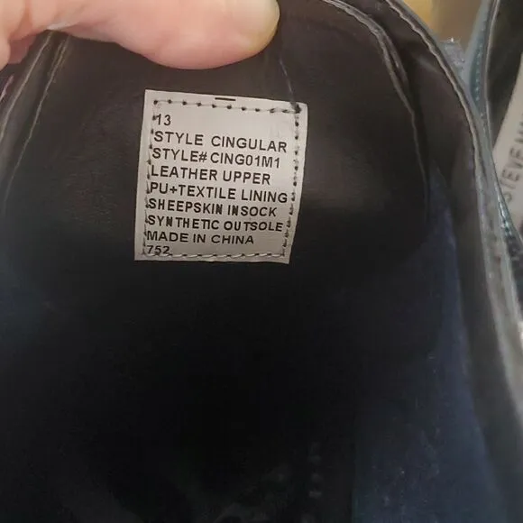 Steve Madden Men's Cingular Wingtip Oxfords Black Patent Leather Shoe Size 13