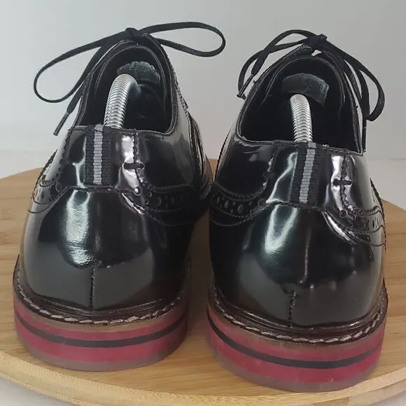 Steve Madden Men's Cingular Wingtip Oxfords Black Patent Leather Shoe Size 13