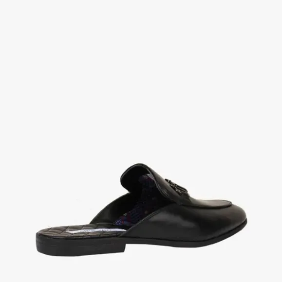 Steve Madden Men's Leather Black Dazling Comfortable Slip-on Mules Size 8.5