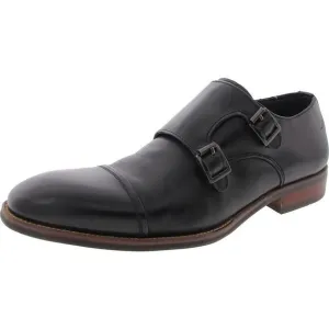 Steve Madden Mens Tilly Black Leather Square Toe Slip On Oxfords Used