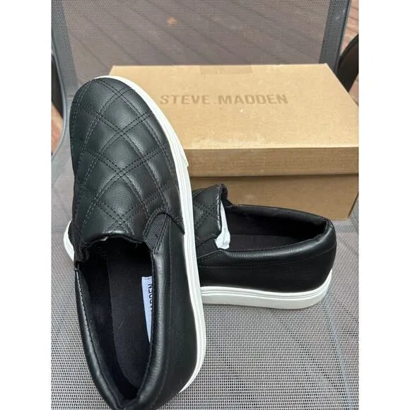 Steve Madden quilted slip on COULTER-Q black slip on sneaker women’s size 9