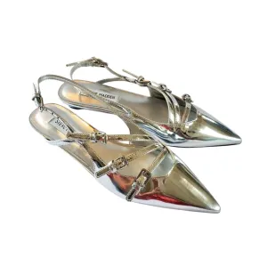 Steve Madden Silver Slingback Kitten Heels Size 6