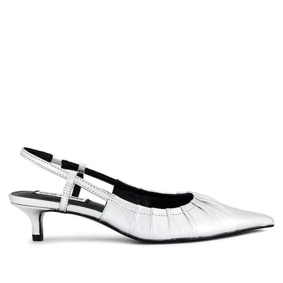 Steve Madden Syrie Sling Back in Silver Leather 9.5 New with Box Womens Pumps