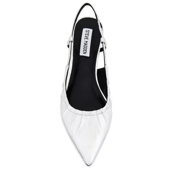 Steve Madden Syrie Sling Back in Silver Leather 9.5 New with Box Womens Pumps