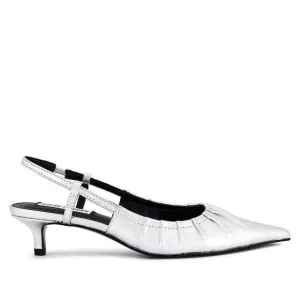 Steve Madden Syrie Sling Back in Silver Leather 9.5 New with Box Womens Pumps
