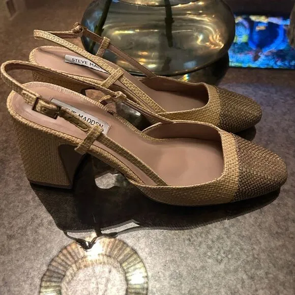Steve Madden Becka Raffia Slingback Heels