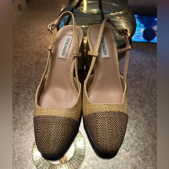Steve Madden Becka Raffia Slingback Heels