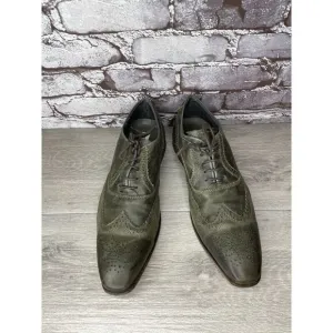 Steve Madden Iggy Green Leather Handcrafted Wingtip Oxfords Shoes Men Sz 43EU/10