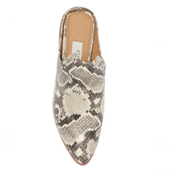 STEVEN BY STEVE MADDEN DEANDRA SNAKESKIN EMBOSSED MULES SIZE 7.5 NIB